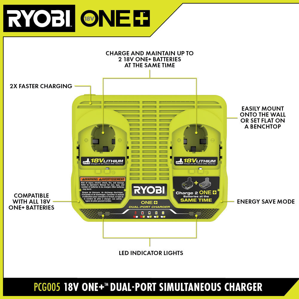 18V ONE+ DUAL-PORT SIMULTANEOUS CHARGER Image 2
